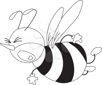 Royalty Free Clipart Image of a Bee With Its Mouth Open and Eyes Closed
