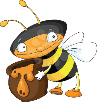 Royalty Free Clipart Image of a Bee With Honey
