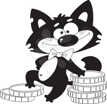Royalty Free Clipart Image of a Cat With Money