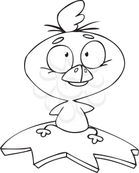 Royalty Free Clipart Image of a Chicken on an Eggshell