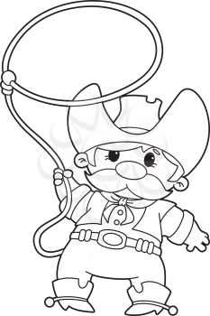 Royalty Free Clipart Image of a Cowboy With a Lasso