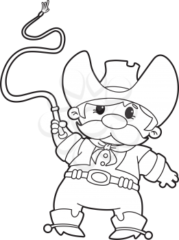 Royalty Free Clipart Image of a Cowboy With a Whip