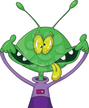 Royalty Free Clipart Image of a Crazy Alien