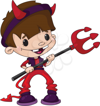Royalty Free Clipart Image of a Cute Devil Boy