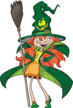 Royalty Free Clipart Image of a Girl Witch