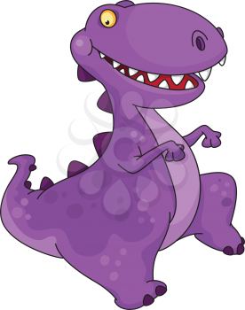 Royalty Free Clipart Image of a Dancing Purple Dinosaur
