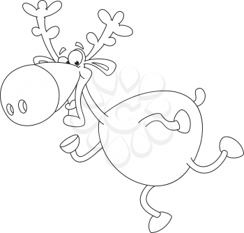 Royalty Free Clipart Image of a Running Reindeer