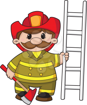 Royalty Free Clipart Image of a Firefighters With Equipment