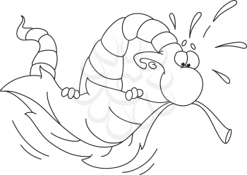 Royalty Free Clipart Image of a Flying Worm