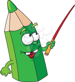 Royalty Free Clipart Image of a Green Pencil With a Pointer