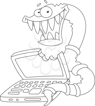 Royalty Free Clipart Image of a Computer Worm
