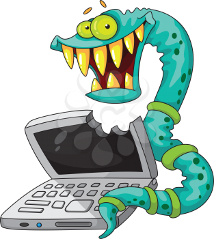 Royalty Free Clipart Image of a Computer Worm