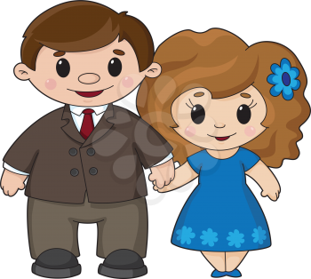 Royalty Free Clipart Image of a Man and a Woman Holding Hands