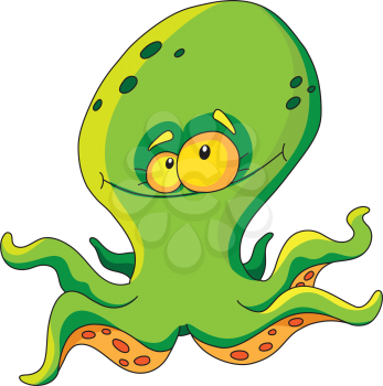 Royalty Free Clipart Image of a Green Octopus