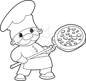 Royalty Free Clipart Image of a Pizza Chef