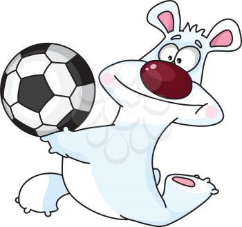 Royalty Free Clipart Image of a Polar Bear With a Soccer Ball