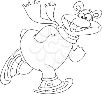 Royalty Free Clipart Image of a Bear on Skates