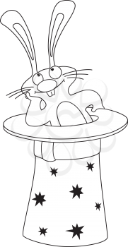 Royalty Free Clipart Image of a Rabbit in a Magic Hat