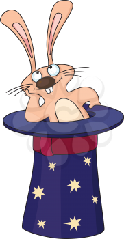 Royalty Free Clipart Image of a Rabbit in a Hat