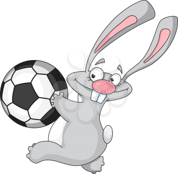 Royalty Free Clipart Image of a Rabbit With a Soccer Ball