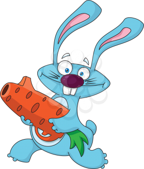 Royalty Free Clipart Image of a Rabbit With a Carrot Gun