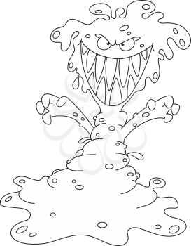Royalty Free Clipart Image of a Scary Purple Monster 
