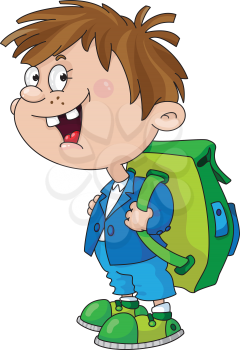 Royalty Free Clipart Image of a Schoolboy With a Backpack