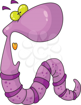 Royalty Free Clipart Image of a Surprised Worm