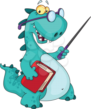 Royalty Free Clipart Image of a Dinosaur Teacher