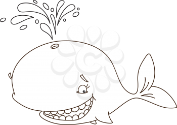 Royalty Free Clipart Image of a Whale With Water Coming From the Blowhole