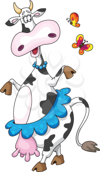 Royalty Free Clipart Image of a Dancing Holstein Cow
