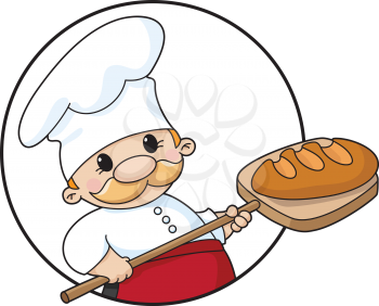 illustration of a baker with bread circle