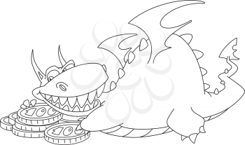 illustration of a big dragon with money outlined