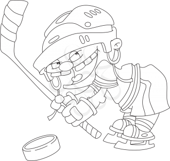 illustration of a boy hockey outlined