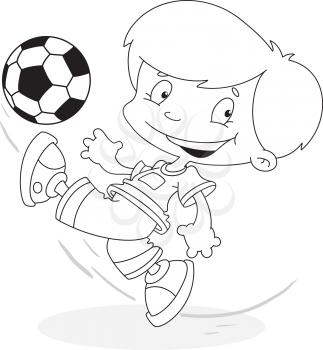 illustration of a boy with a ball outlined