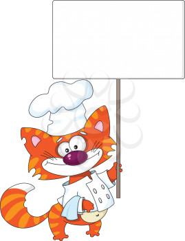 illustration of a cat with a blank sign