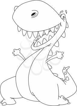 illustration of a cheerful dinosaur outlined