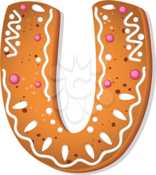 Royalty Free Clipart Image of a U Gingerbread