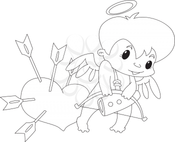 illustration of a cute Cupid outlined