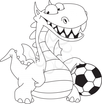 illustration of a dragon and ball outlined