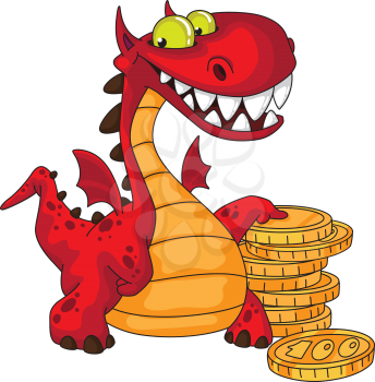 illustration of a dragon and money