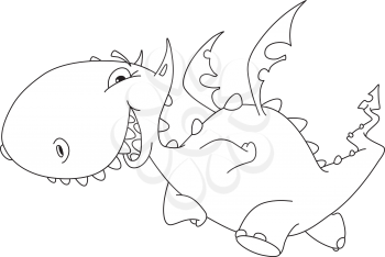 illustration of a funny dragon outlined