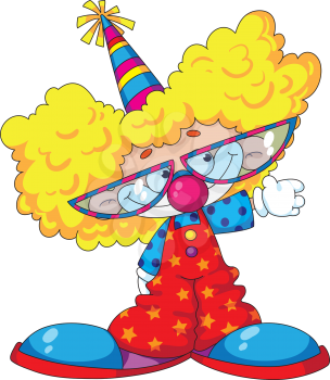 illustration of a funny kid clown and glasses