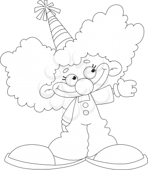illustration of a funny kid clown outlined