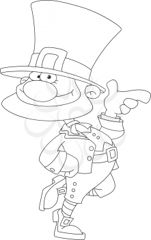 illustration of a funny Leprechaun outlined
