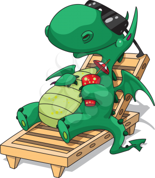 illustration of a funny relaxation dragon