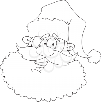 illustration of a funny santa head outlined