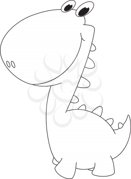 illustration of a funny smiling dino outlined