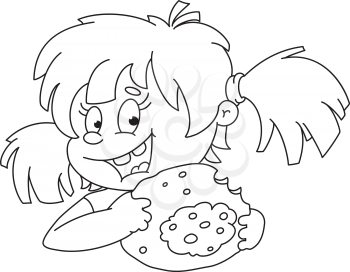 illustration of a girl with baking outlined
