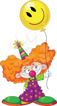 illustration of a kid clown with balloon